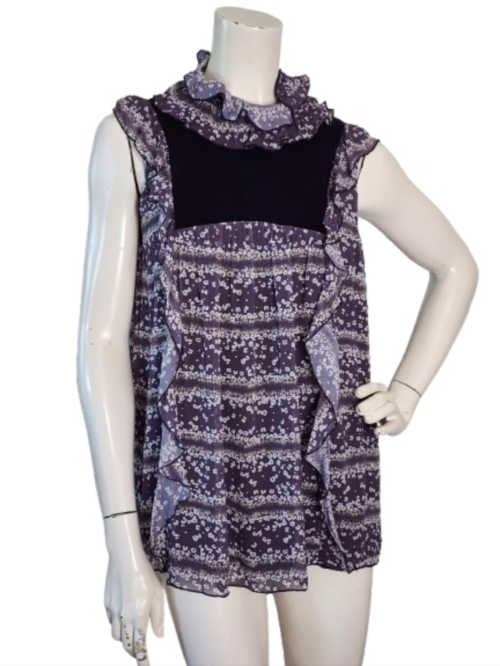 See By Chloe Sleeveless Blouse Women's 36 S Gray Floral